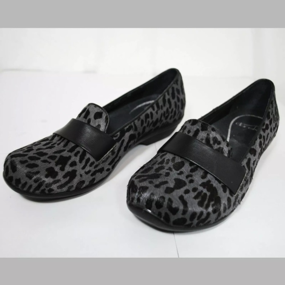 Dansko Oksana Clog Gray Leopard Print Calf Hair